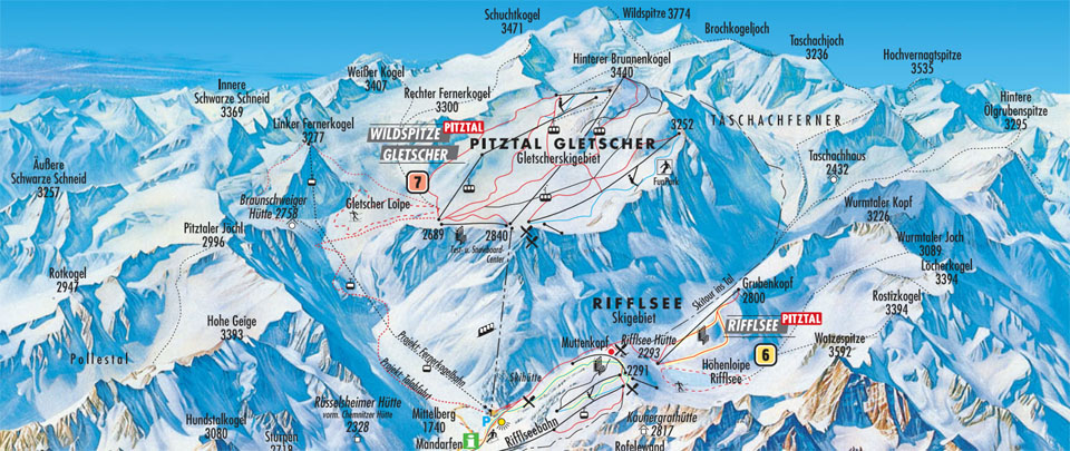 Ski mapa Pitztal