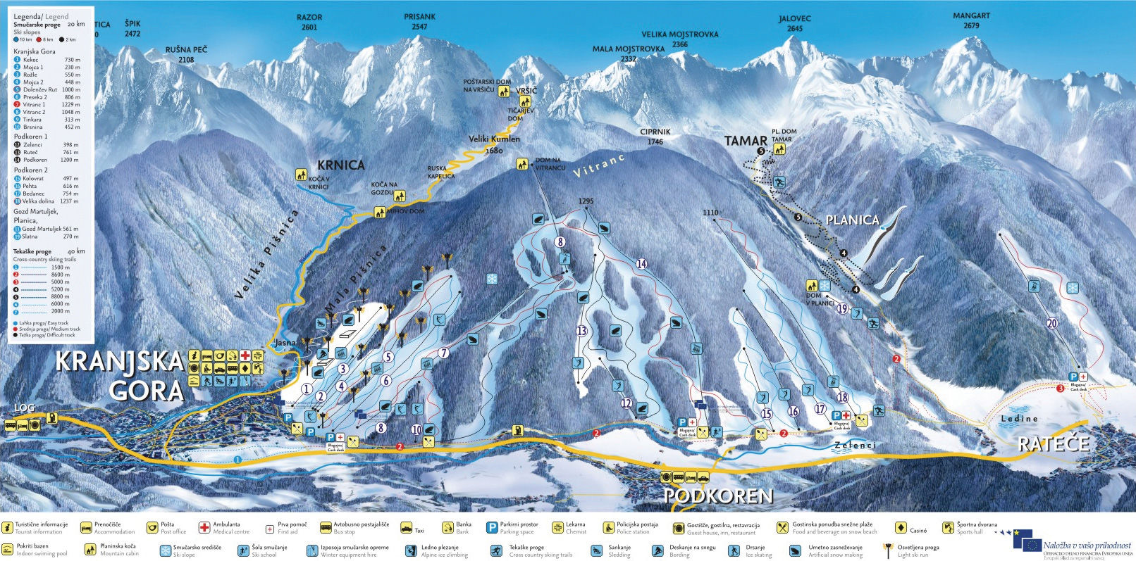 Ski mapa Kranjska Gora