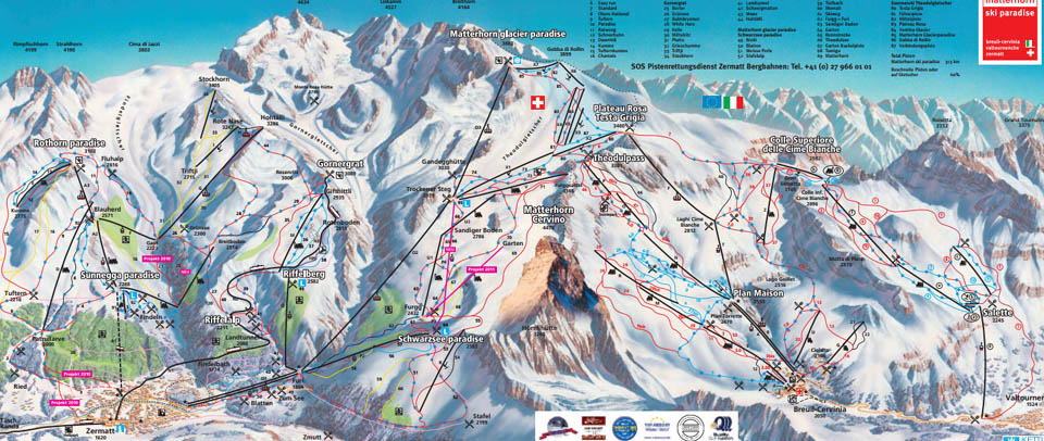 Ski mapa Cervinia-Valtournenche