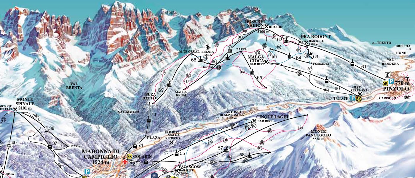 Ski mapa Pinzolo