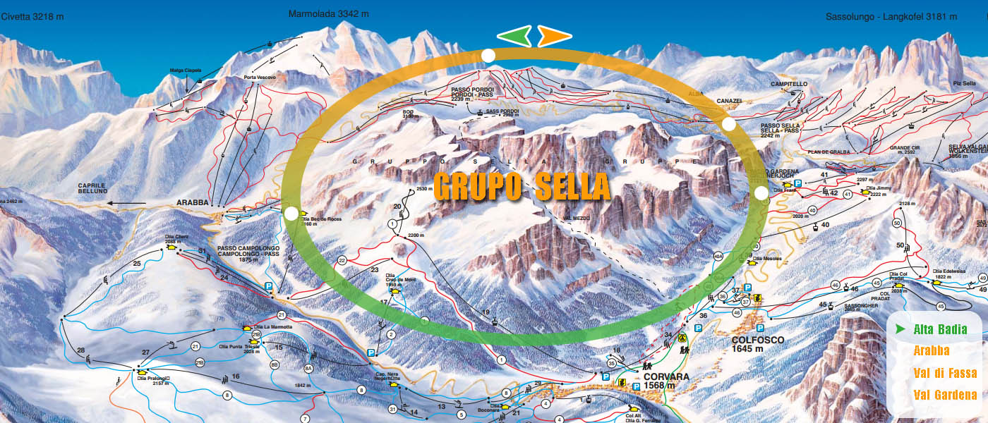 Ski mapa Sella Ronda
