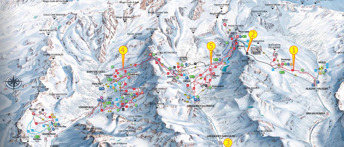 Ski mapa Gressoney