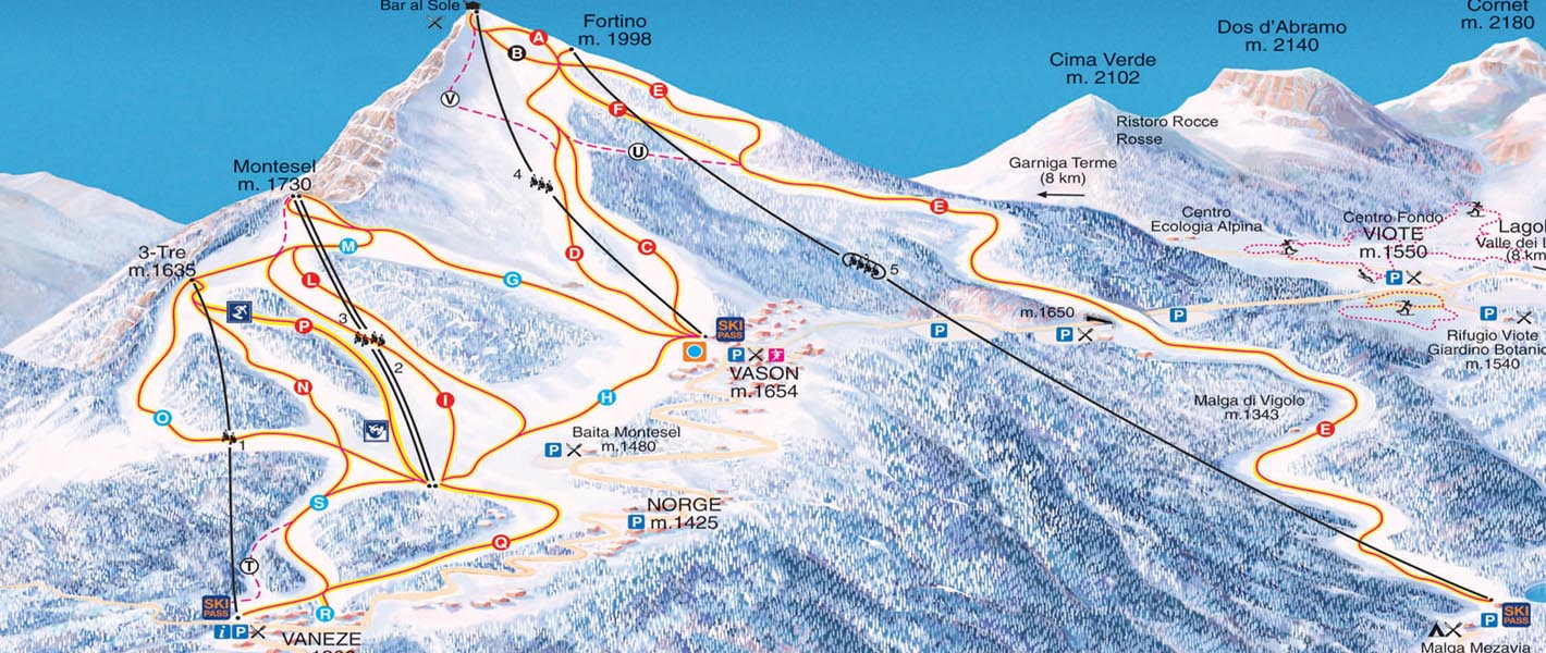 Ski mapa Monte Bondone