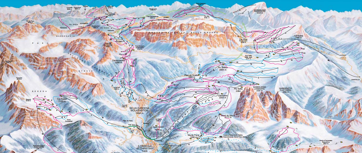 Ski mapa Val Gardena